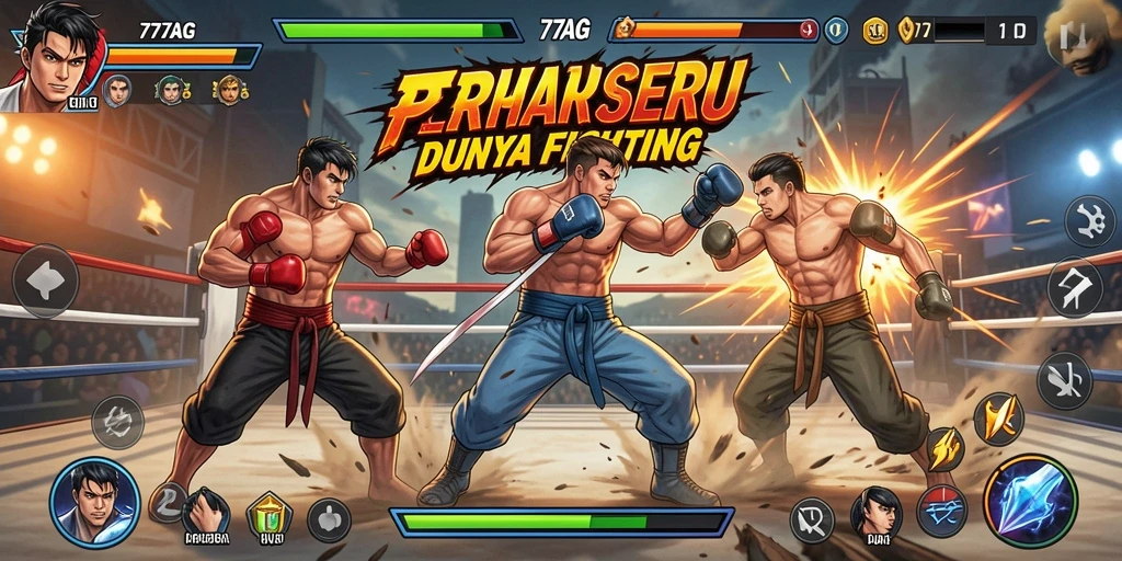 Tampilan gameplay seru dengan aksi pertarungan yang mendebarkan.