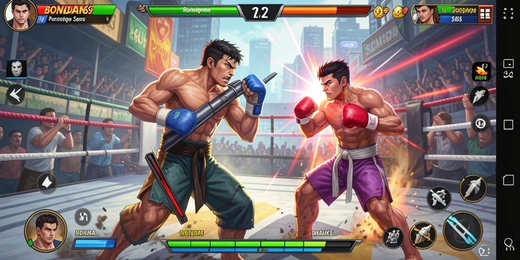 Tampilan gameplay BONDAN69 dengan pertarungan yang intens.