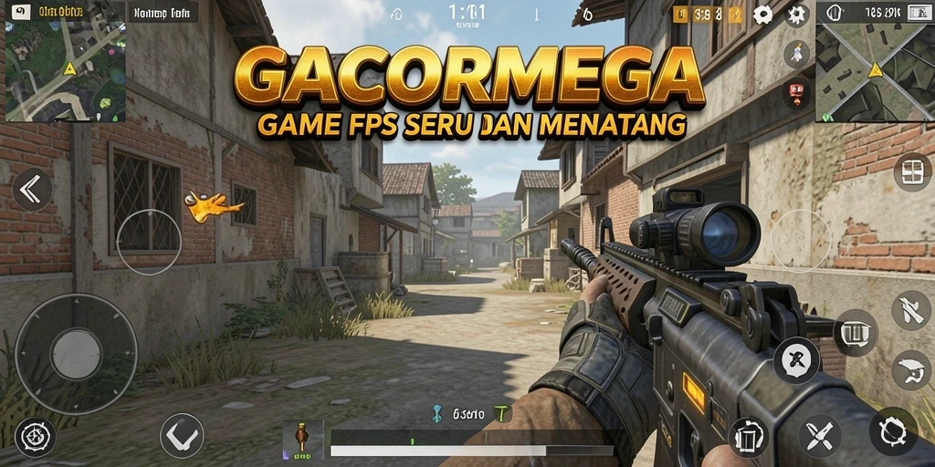 Screenshot utama GACORMEGA menampilkan pertempuran FPS yang intens.