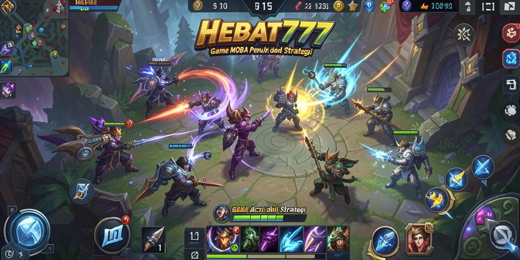 Tangkapan layar HEBAT777 menampilkan pertarungan seru dalam pertandingan MOBA.