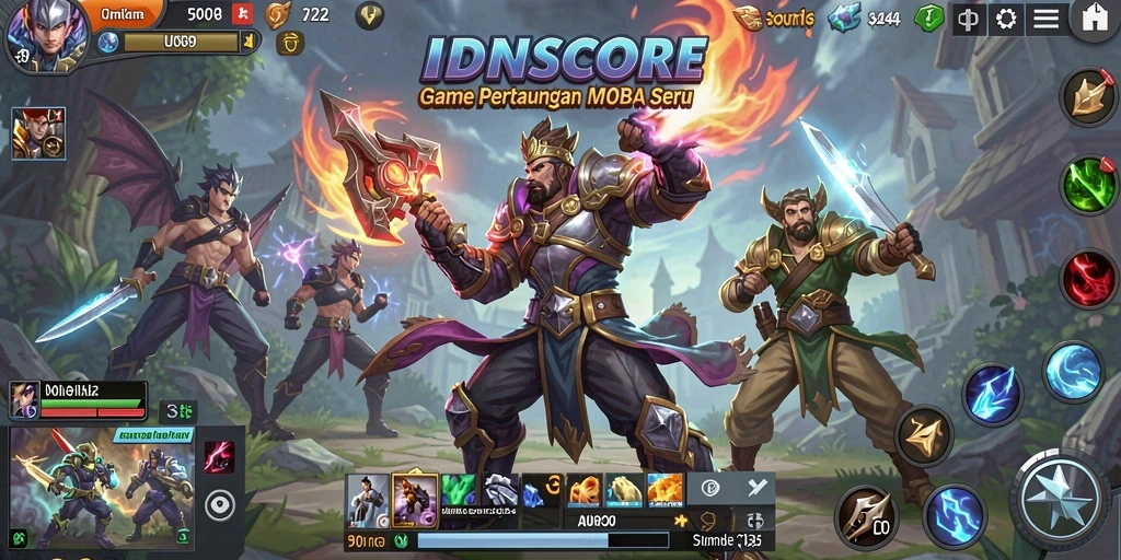 Gameplay seru dalam pertandingan MOBA IDNSCORE.
