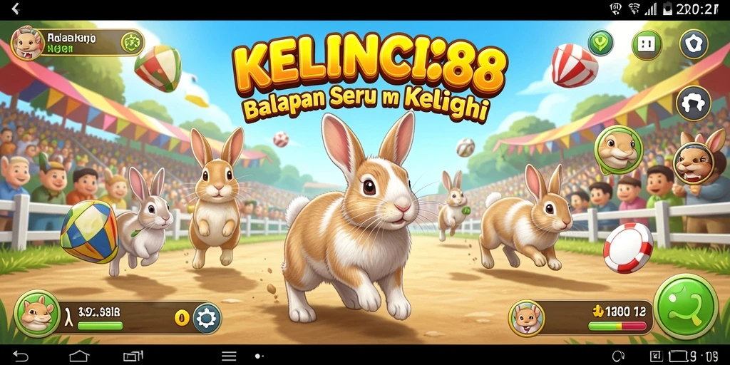 Screenshot menunjukkan kelinci balapan di lintasan yang penuh rintangan.