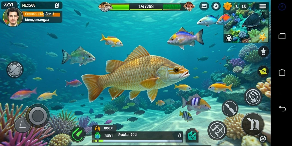Screenshot gameplay <strong>NEX288</strong> menunjukkan aksi menembak ikan yang mendebarkan.