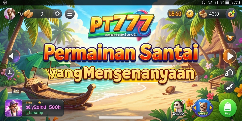 Tampilan gameplay PT777 yang ceria dan menghibur.