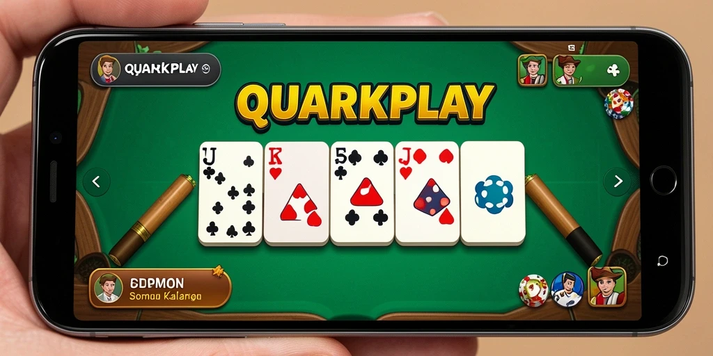 Screenshot gameplay QUARKPLAY menampilkan keseruan permainan Domino.