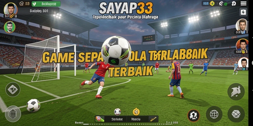 Screenshot utama SAYAP33 menampilkan momen seru dalam pertandingan sepak bola.