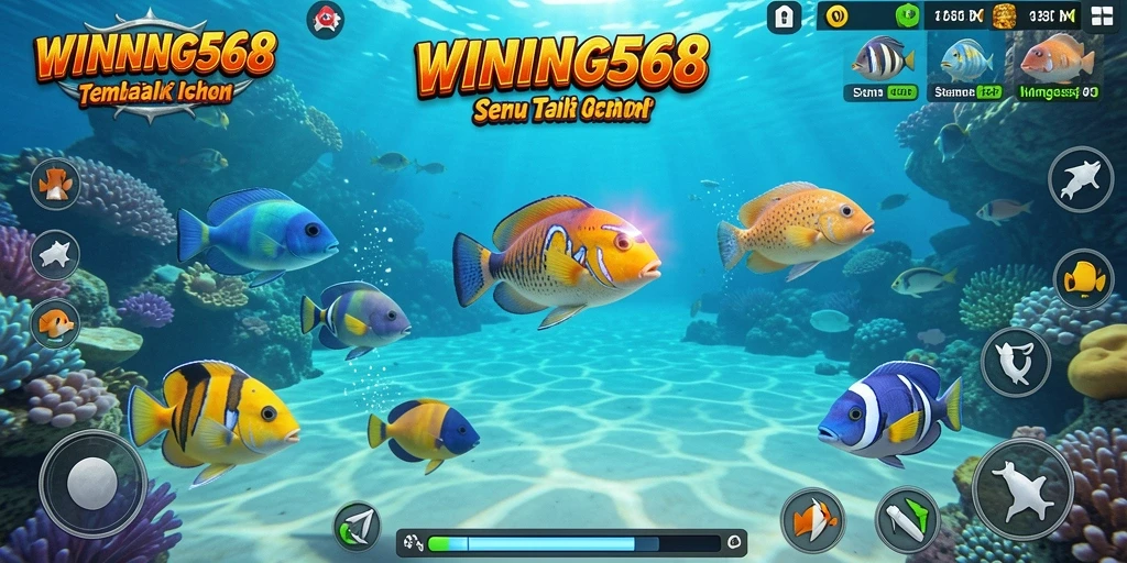 Tangkapan layar gameplay seru WINNING568 yang menampilkan aksi Tembak Ikan.